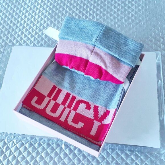 NWT Juicy Couture grey knit hat & scarf boxed set - Picture 4 of 6